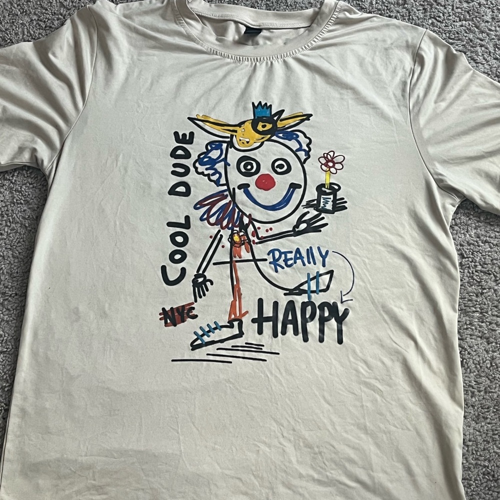 SHEIN Cream Graphic Tee - Cool Dude Design